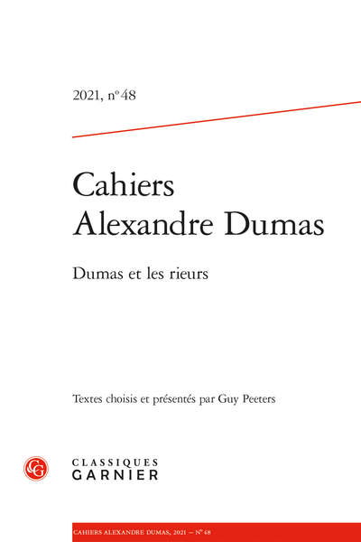 Couverture Cahier Dumas 2021